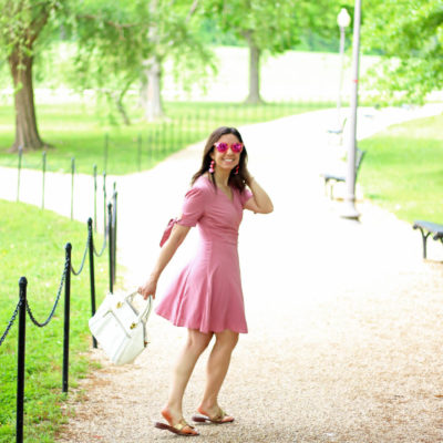 Blush Wrap Dress Strolling & On Mondays We Link-Up (#13)