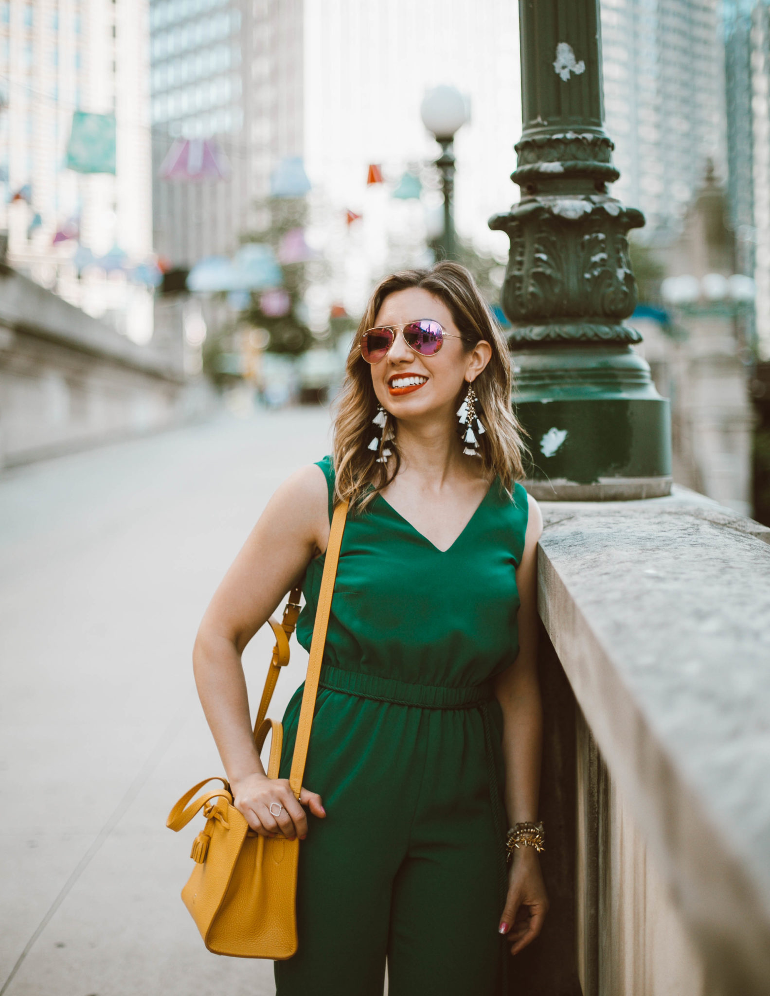 Green Jumpsuit & On Mondays We Link Up (#74) featured by popular Chicago style blogger Glass of Glam