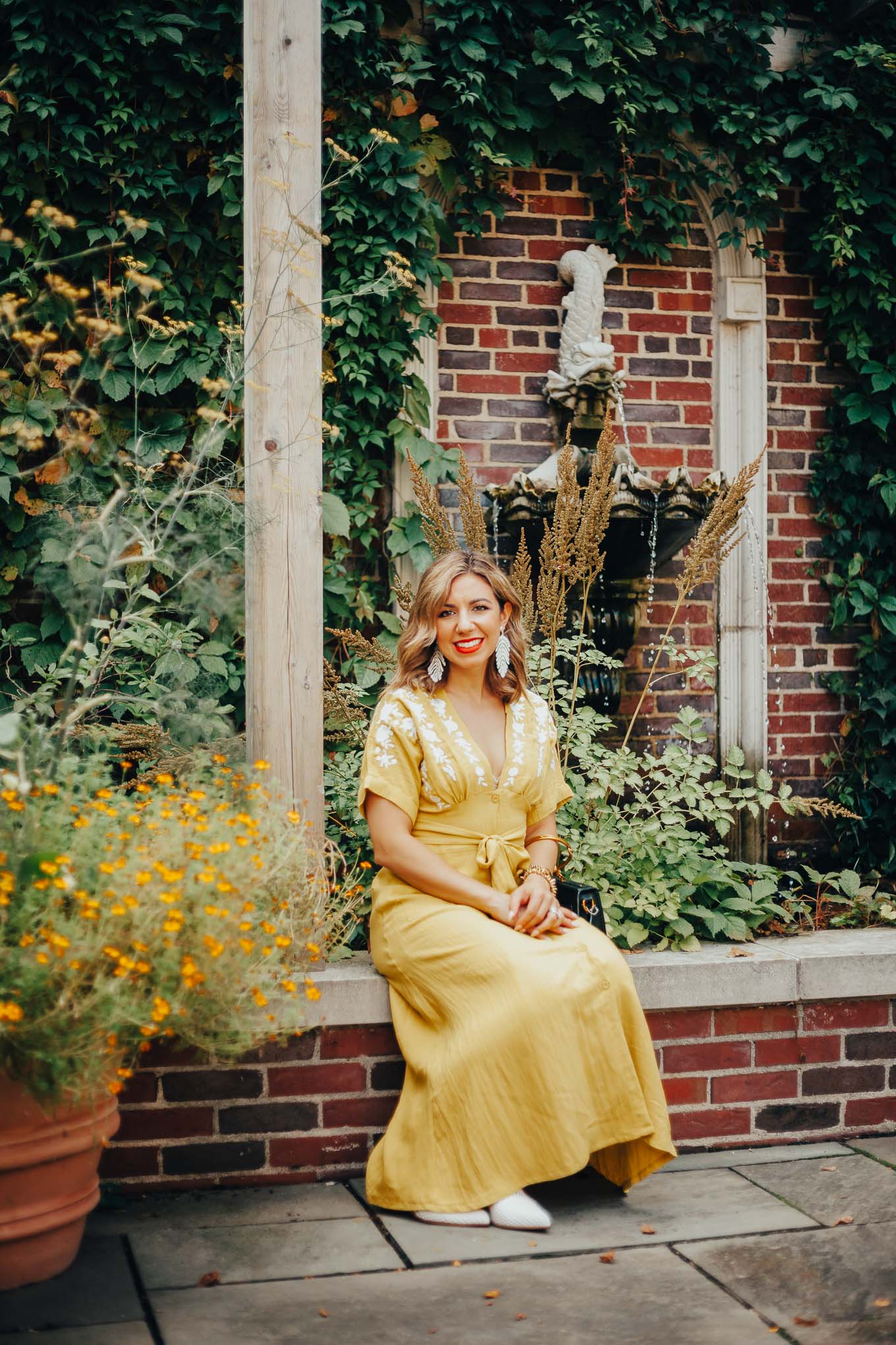 Chicwish yellow embroidered dress styled by popular Chicago fashion blogger, Glass of Glam