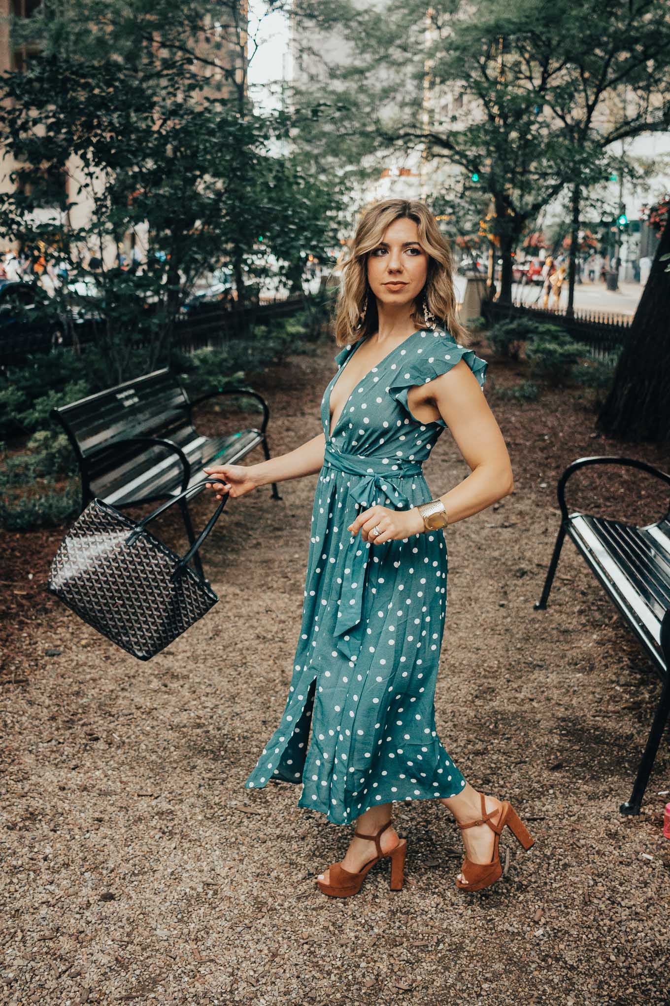 Shein Plunging Neckline Dress featured by popular Chicago style blogger Glass of Glam