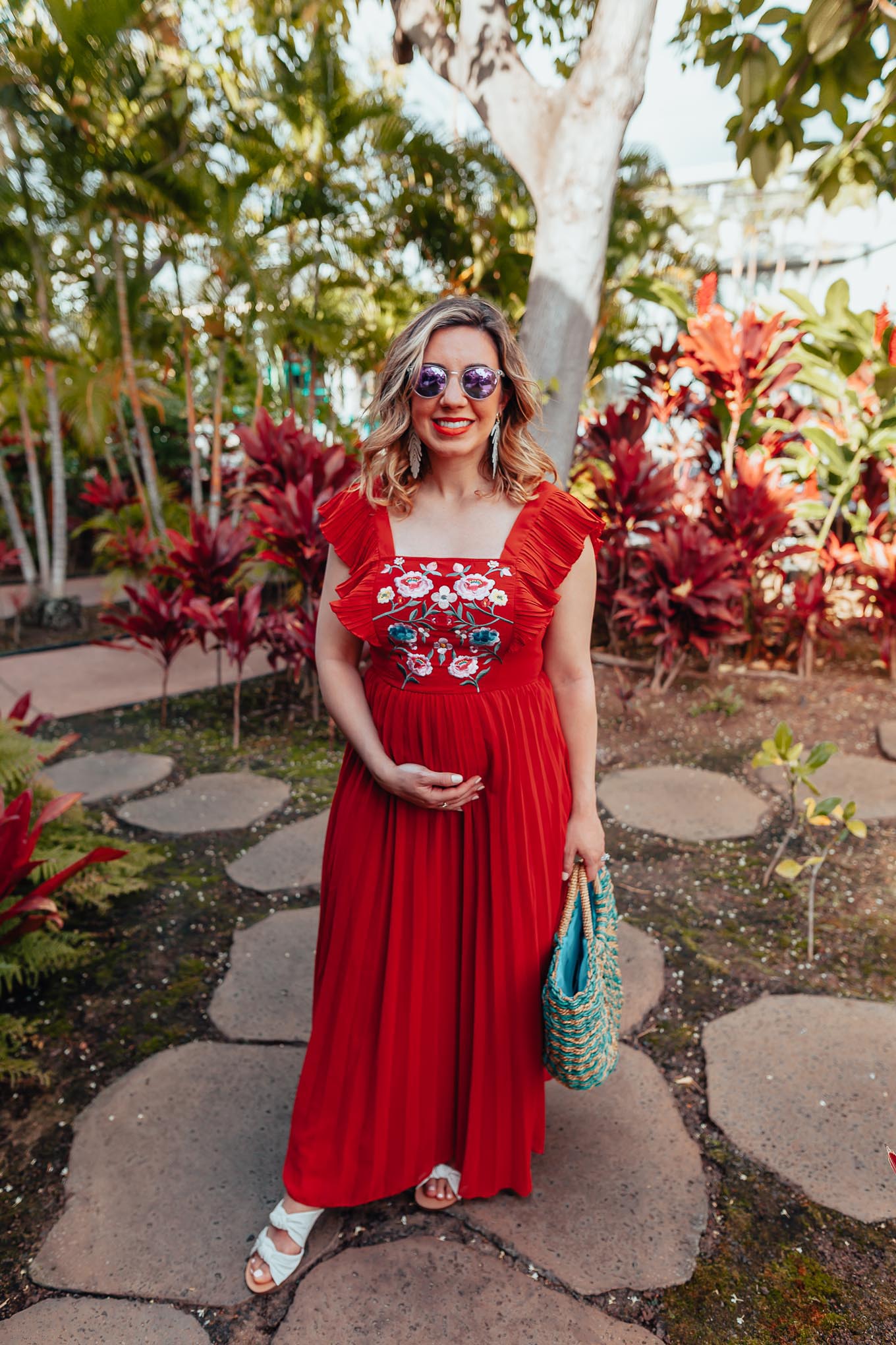 Maui Packing List and outfit round up featured by top US fashion blog, Glass of Glam: image of a woman wearing an ASOS embroidered dress