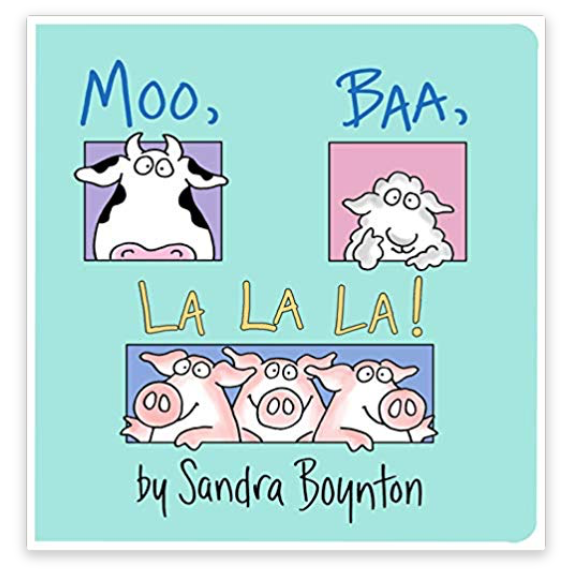 6 Month Old Baby Must Haves by popular Chicago lifestyle blog, Glass of Glam: image of a Moo, Baa, La La La!  Book by Sandra Boynton.